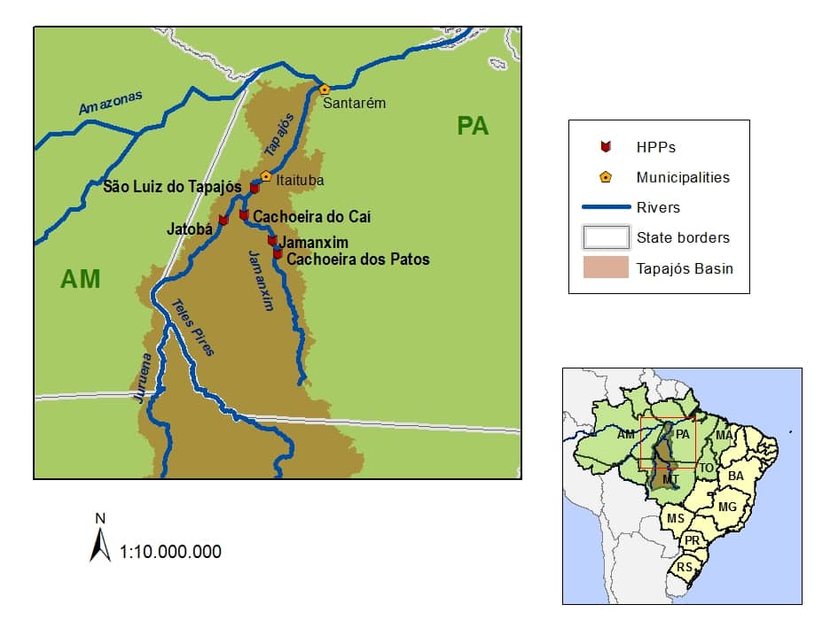 Karte der Region rund um den Fluss Tapajós in Brasilien. © Greenpeace